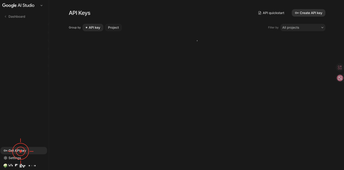 點擊 Get API key
